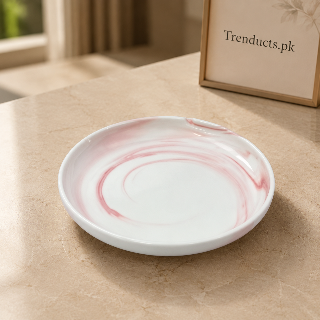 Danny Home Pink Swirl Dessert Plate - 8 Inch