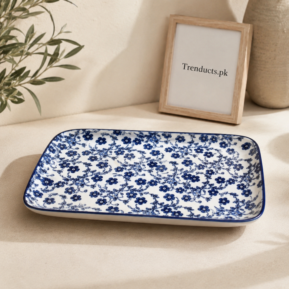 Danny Home Blue Flower Rectangular Plate