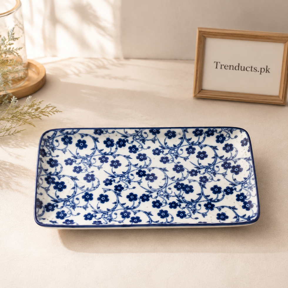 Danny Home Blue Flower Rectangular Plate