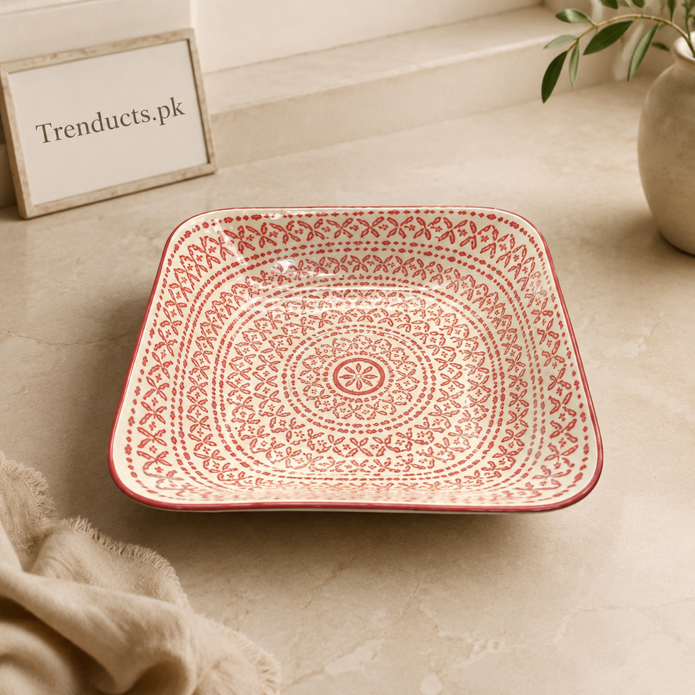 Danny Home Red Pattern Deep Plate - 8 Inch