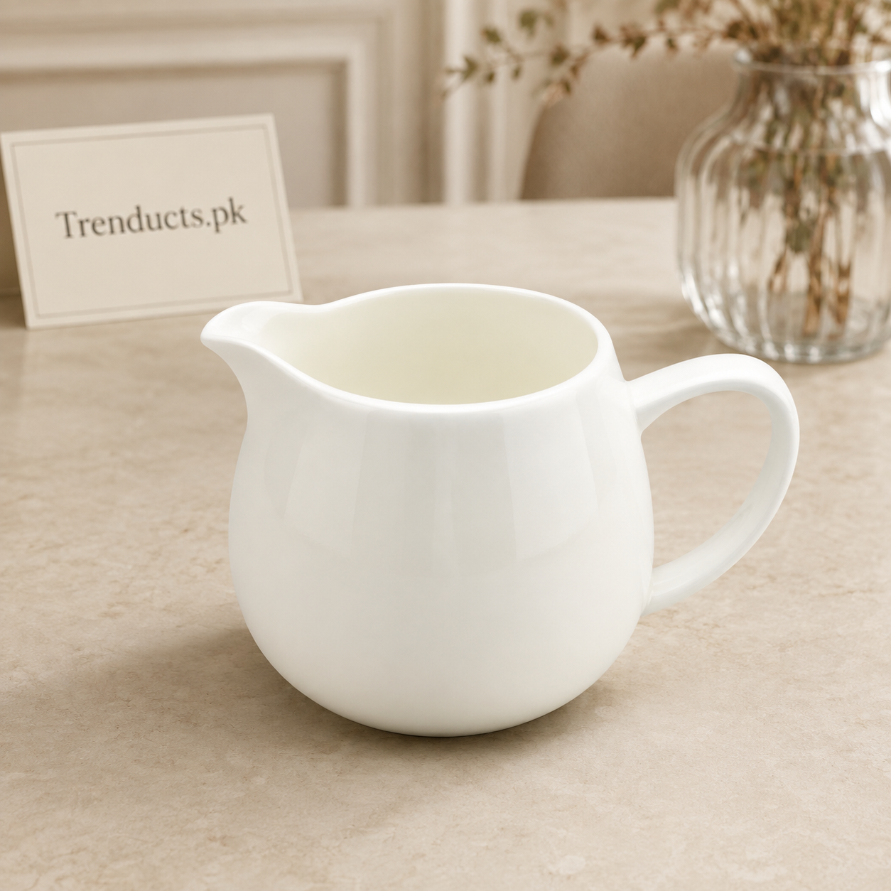 Danny Home Rounded White Milk Pot - 330ml