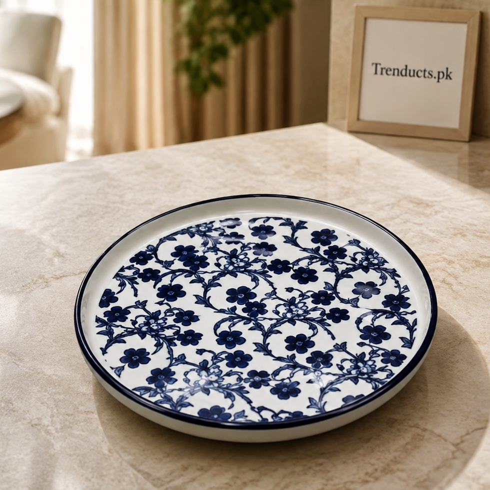 Danny Home Blue Flower Round Plate