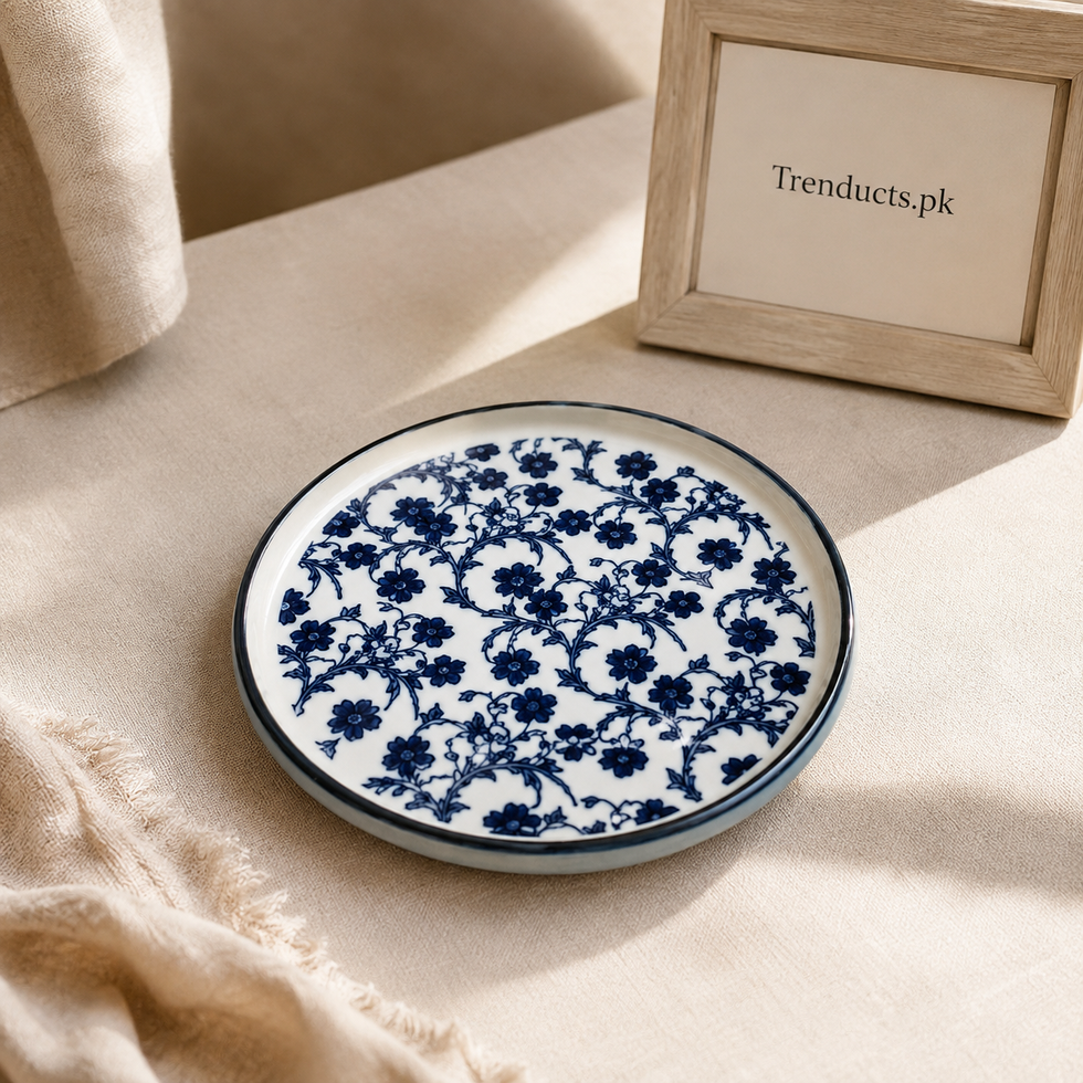Danny Home Blue Flower Round Plate