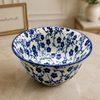 Danny Home Blue Flower Flared Salad Bowl - 8 Inch