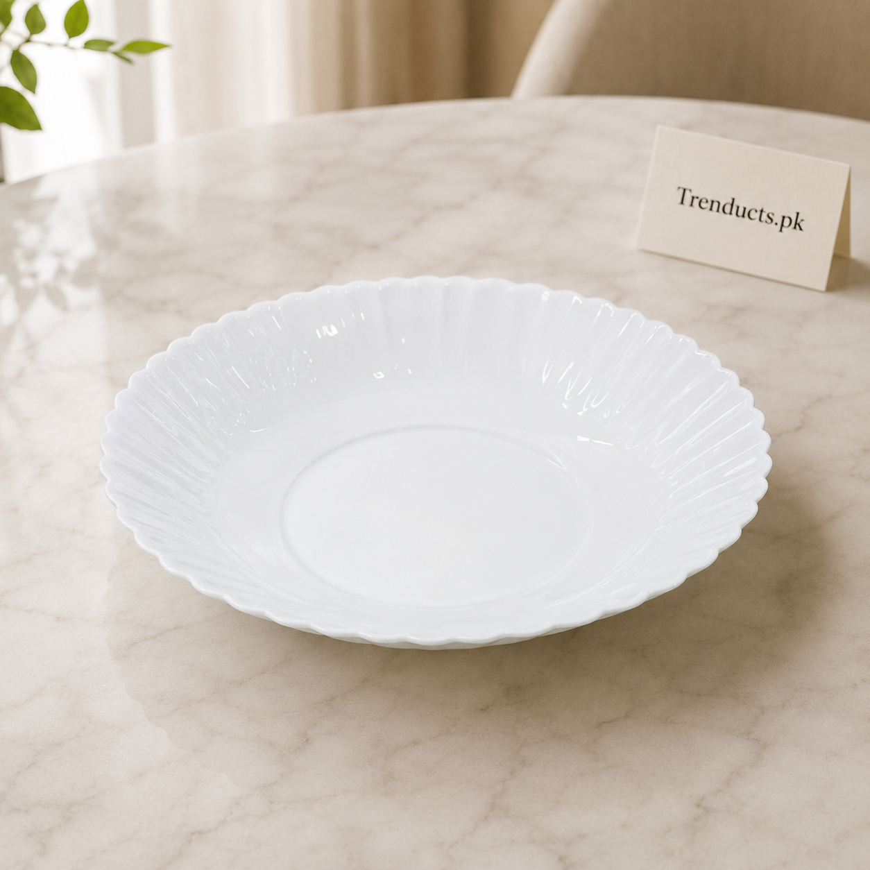 Danny Home Scalloped Opal Soup Plate - 8.5 Inch