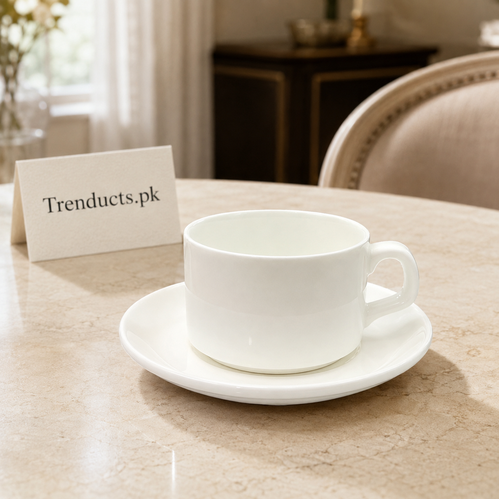 Danny Home Straight White 6 Pieces Cup & Saucer Set - 215ml