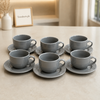 Danny Home Grey Cup & Saucer Set - 6 Pieces