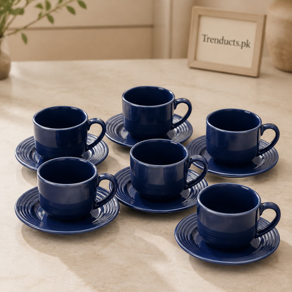 Danny Home Navy Cup & Saucer Set - 6 Pieces