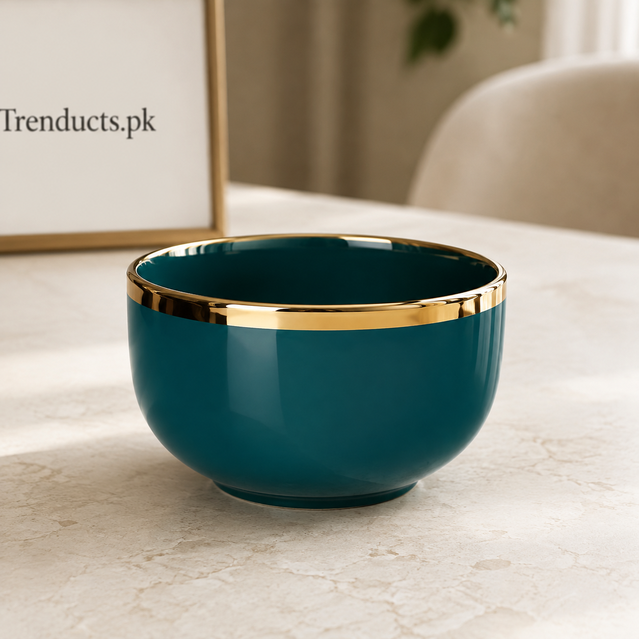 Danny Home Teal Gold Rim Bowl - 4.5 Inch