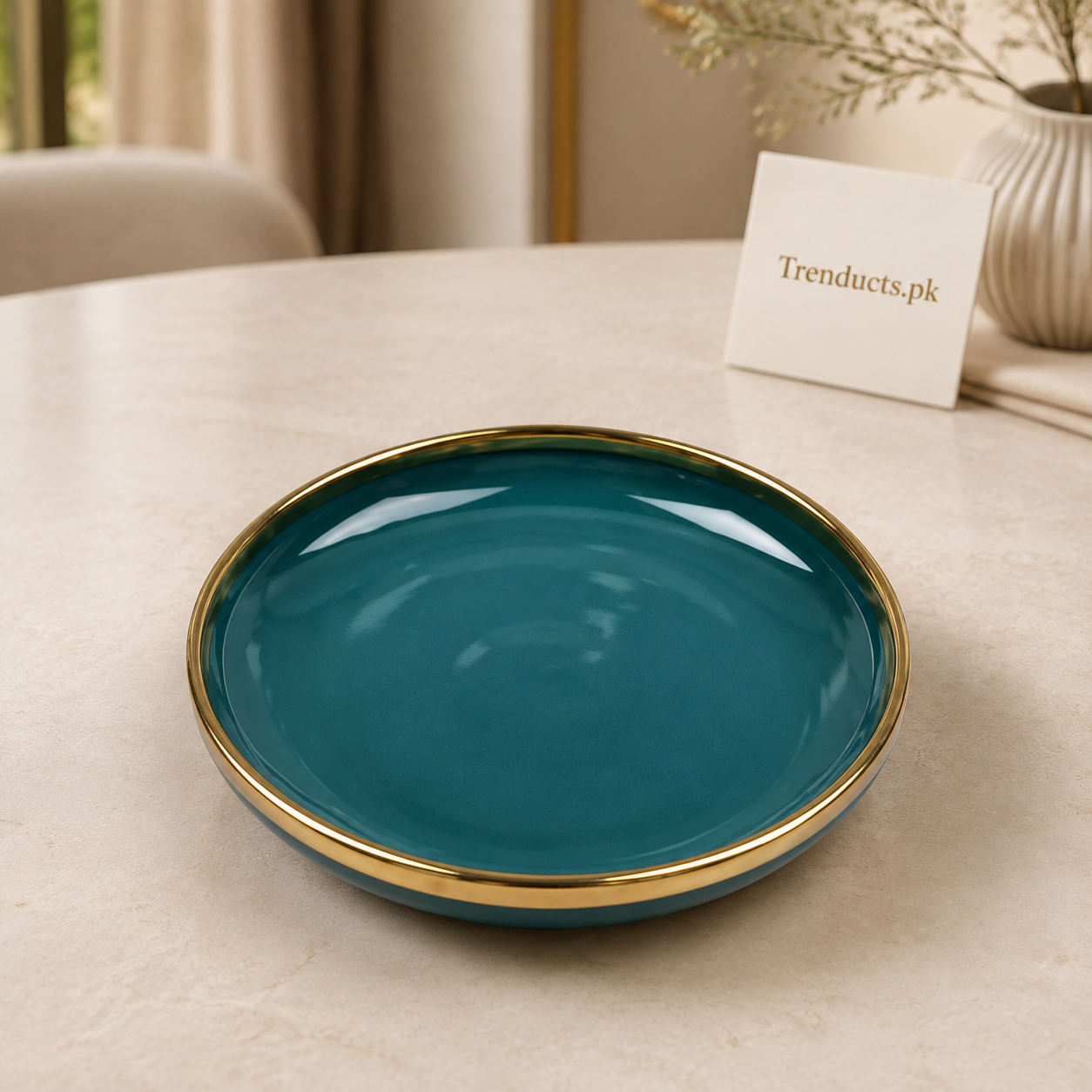 Danny Home Teal Gold Rim Plate