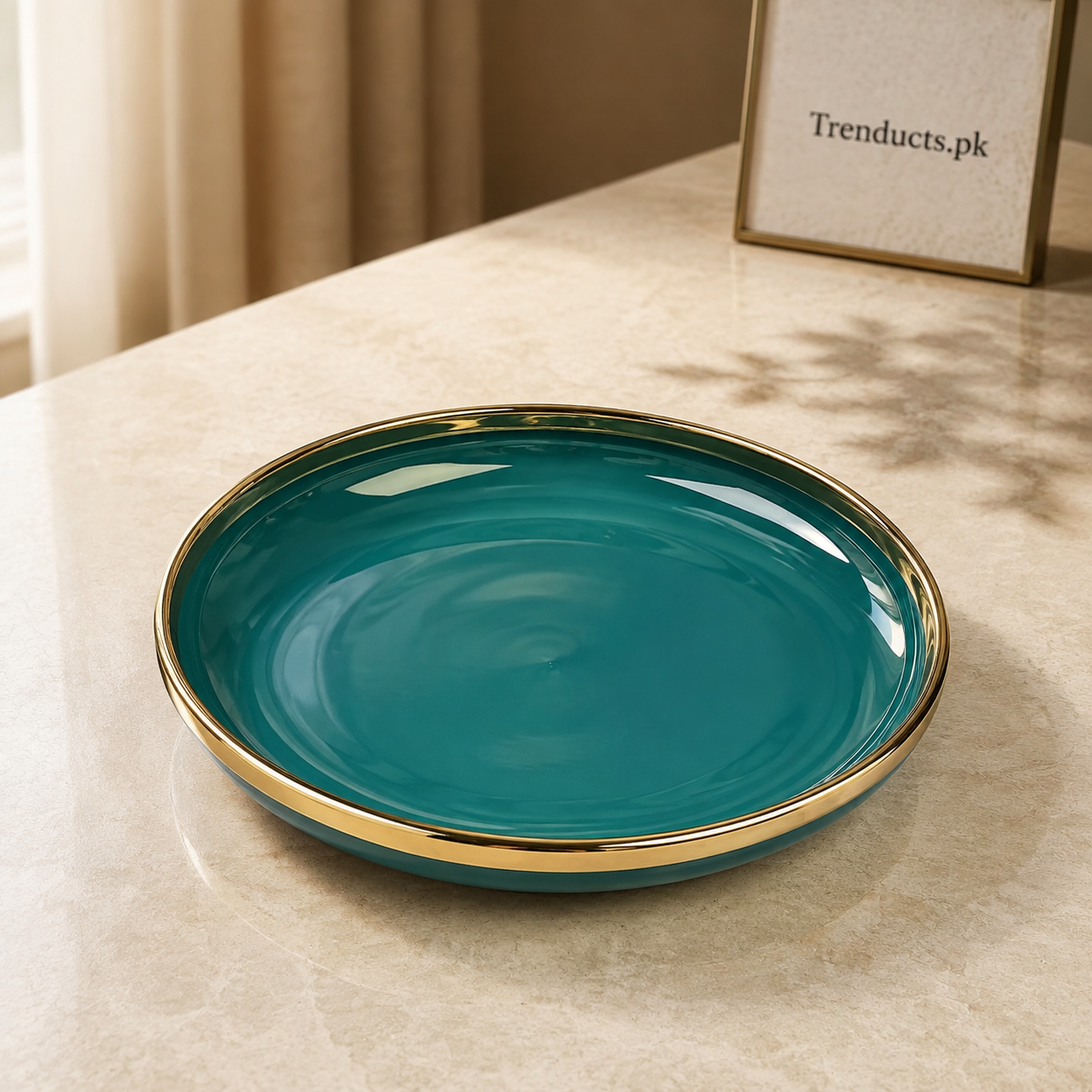 Danny Home Teal Gold Rim Plate