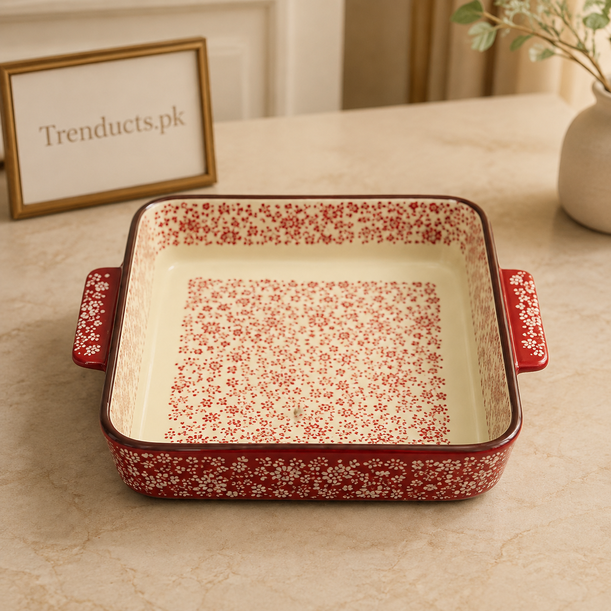 Danny Home Red Pattern Square Baking Tray