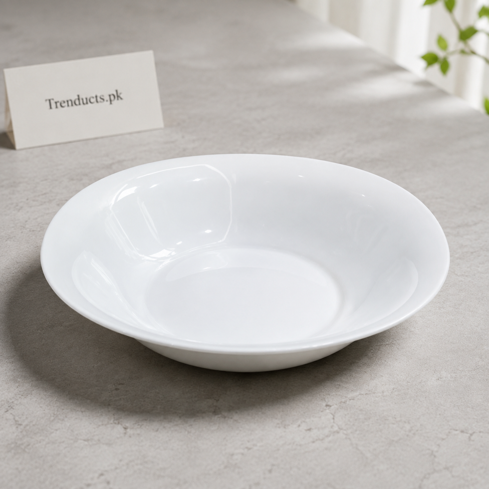 Danny Home White Opal Glass Soup Plate - 9 Inch