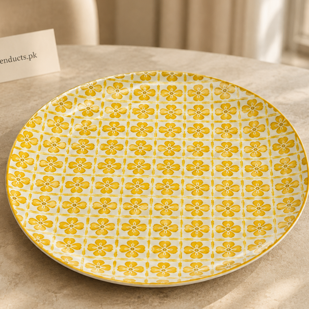 Danny Home Yellow Pattern Flat Plate - 10.5 Inch