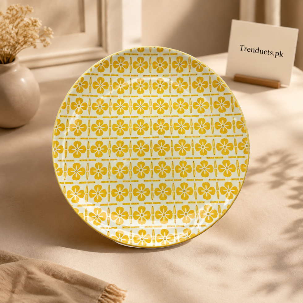 Danny Home Yellow Pattern Flat Plate - 10.5 Inch