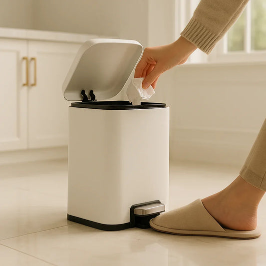 Pemium White Pedal Bin 6L - Compact Hands-Free Kitchen - Clarify.pk