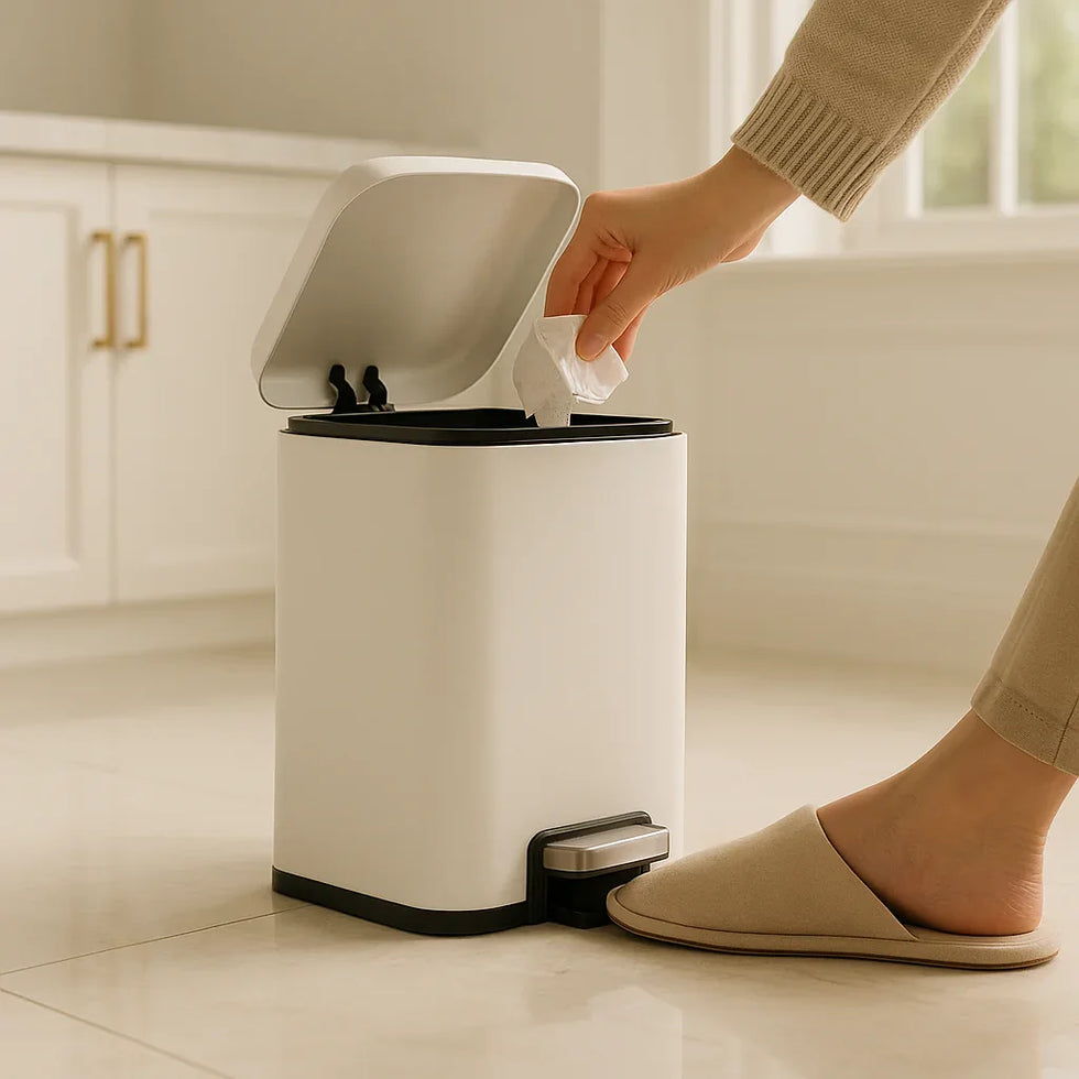 Pemium White Pedal Bin 6L - Compact Hands-Free Kitchen