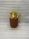 Luxury Wooden Finish Thermos Flask with Golden Lid (1liter) - Clarify.pk