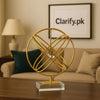 Luxury Golden Geometric Orb Decor with Crystal Accent - Clarify.pk