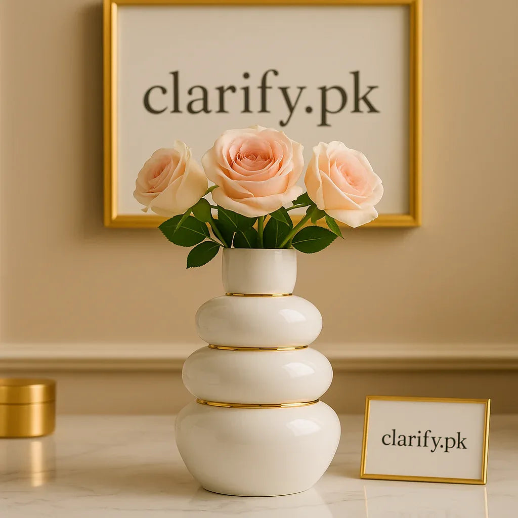 Ceramic Flower Vase – Modern Decorative Home Accent - Clarify.pk