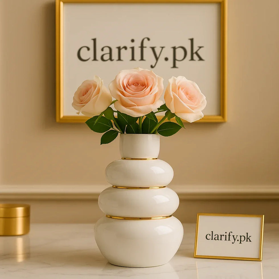 Ceramic Flower Vase – Modern Decorative Home Accent - Clarify.pk