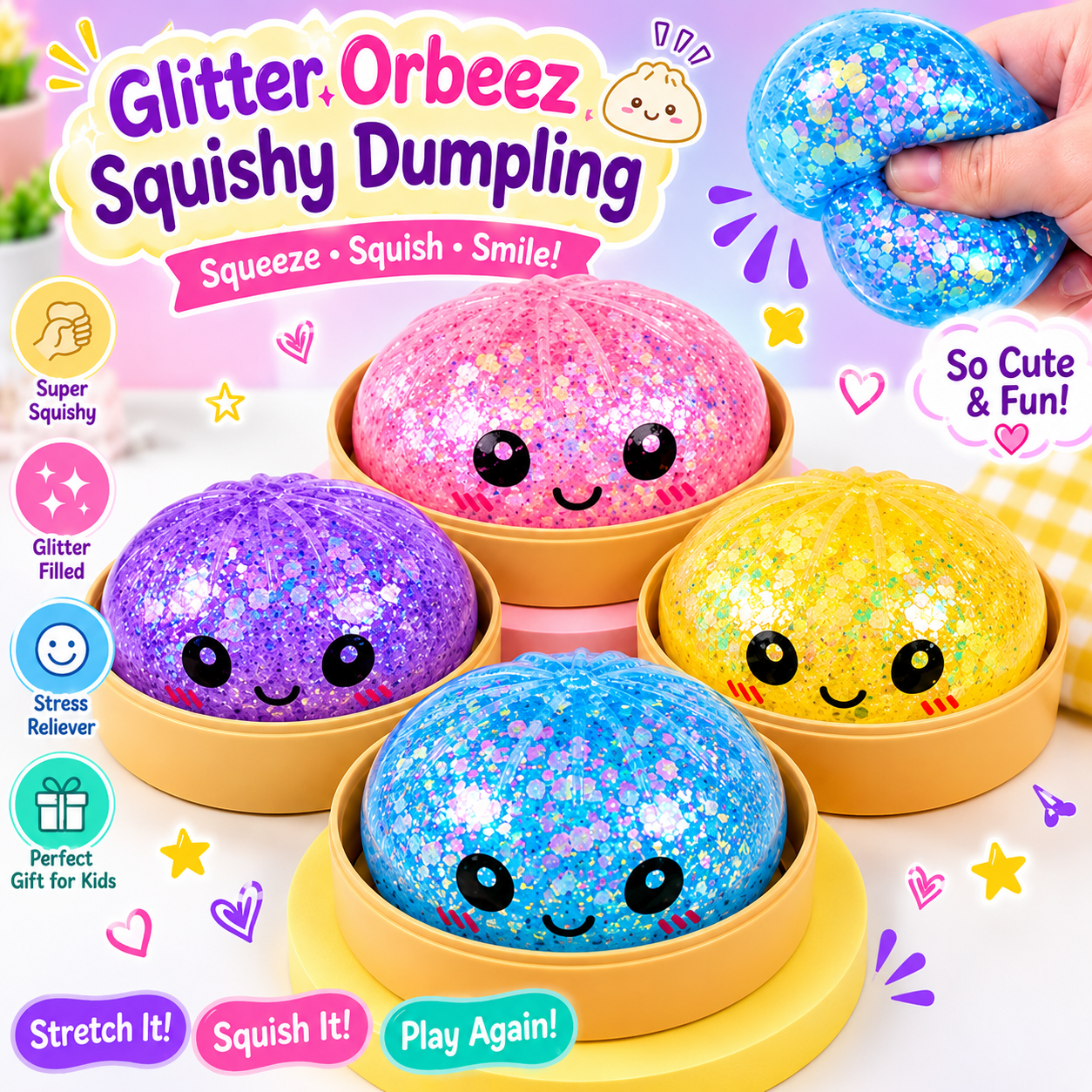 Glitter Orbeez Squishy Dumpling Toy