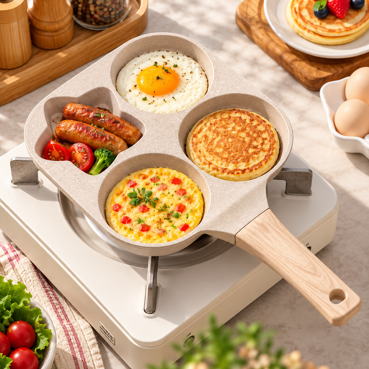 Non-Stick Portion Frying Pan for Eggs & Pancakes