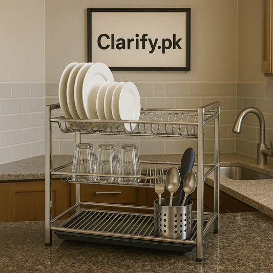 Pure Stainless Steel Dish & Plate Rack – Square Style - Clarify.pk