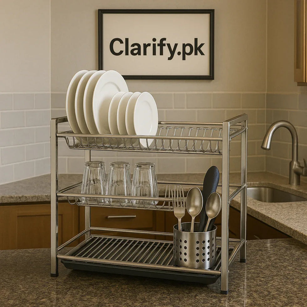 Pure Stainless Steel Dish & Plate Rack – Square Style - Clarify.pk