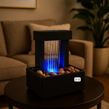 Modern LED Water Fountain – Electric Indoor Decor with Pebbles - Clarify.pk