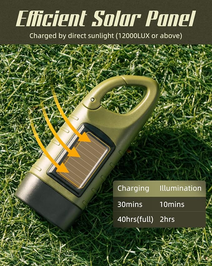 SEANCHEER Solar Hand Crank LED Flashlight
