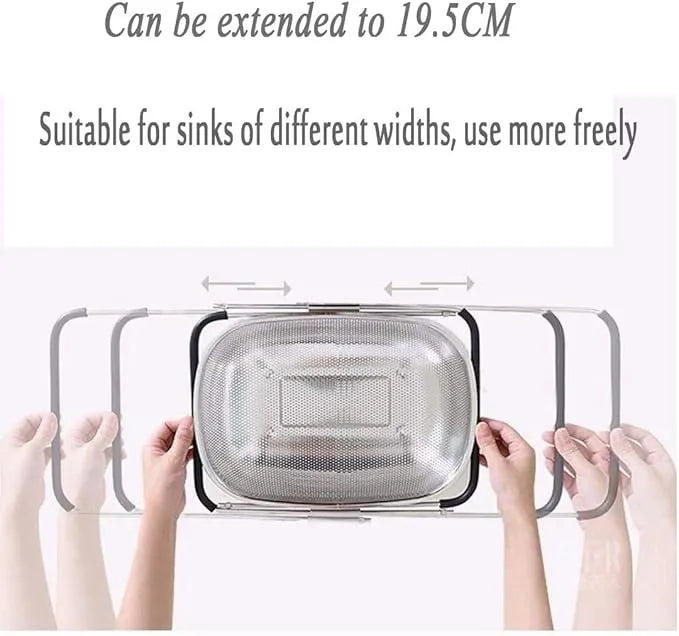 Stainless Steel Oval Colander with Fine Mesh & Expandable Handles