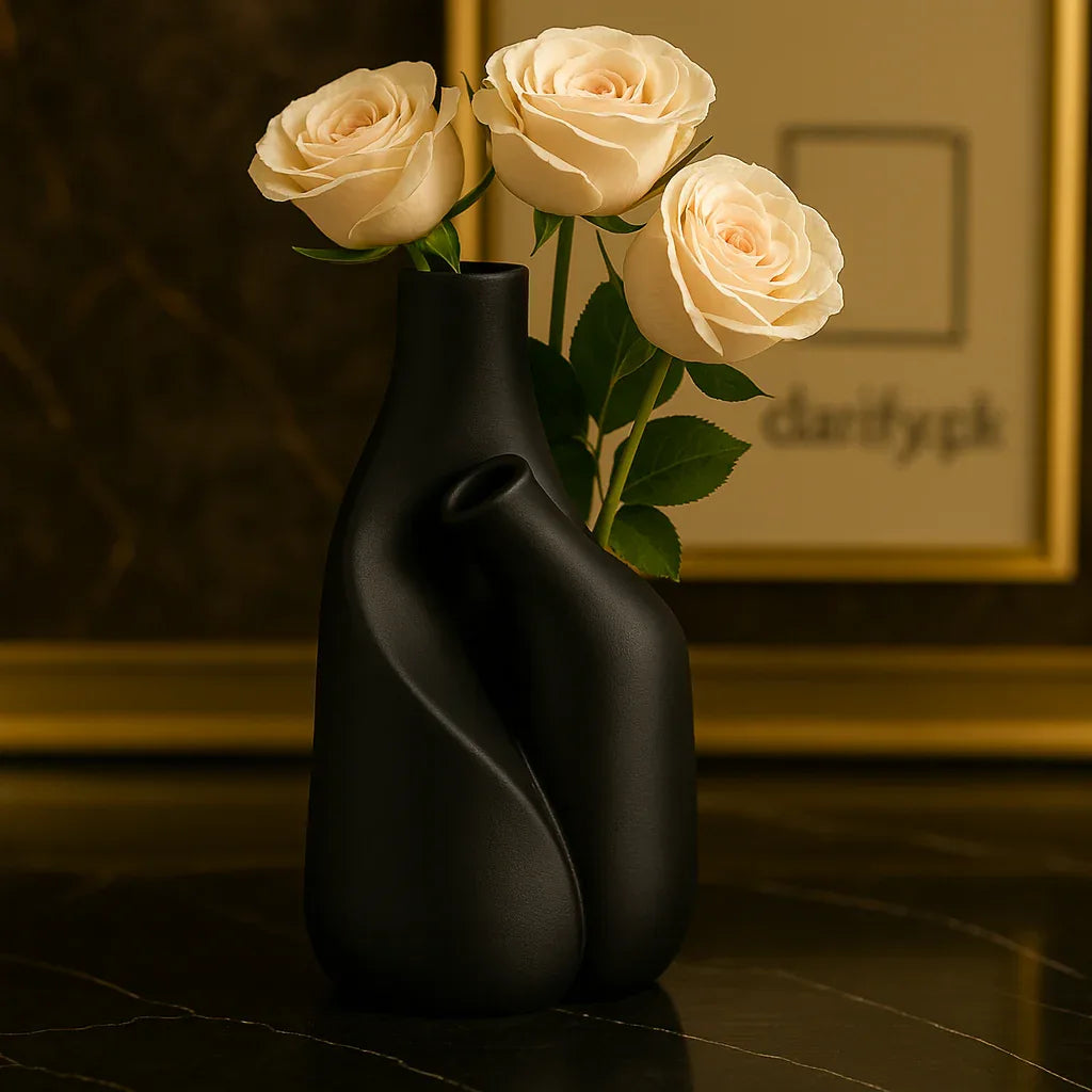 Modern Fibre Twin-Neck Vase – Stylish Decorative Accent - Clarify.pk