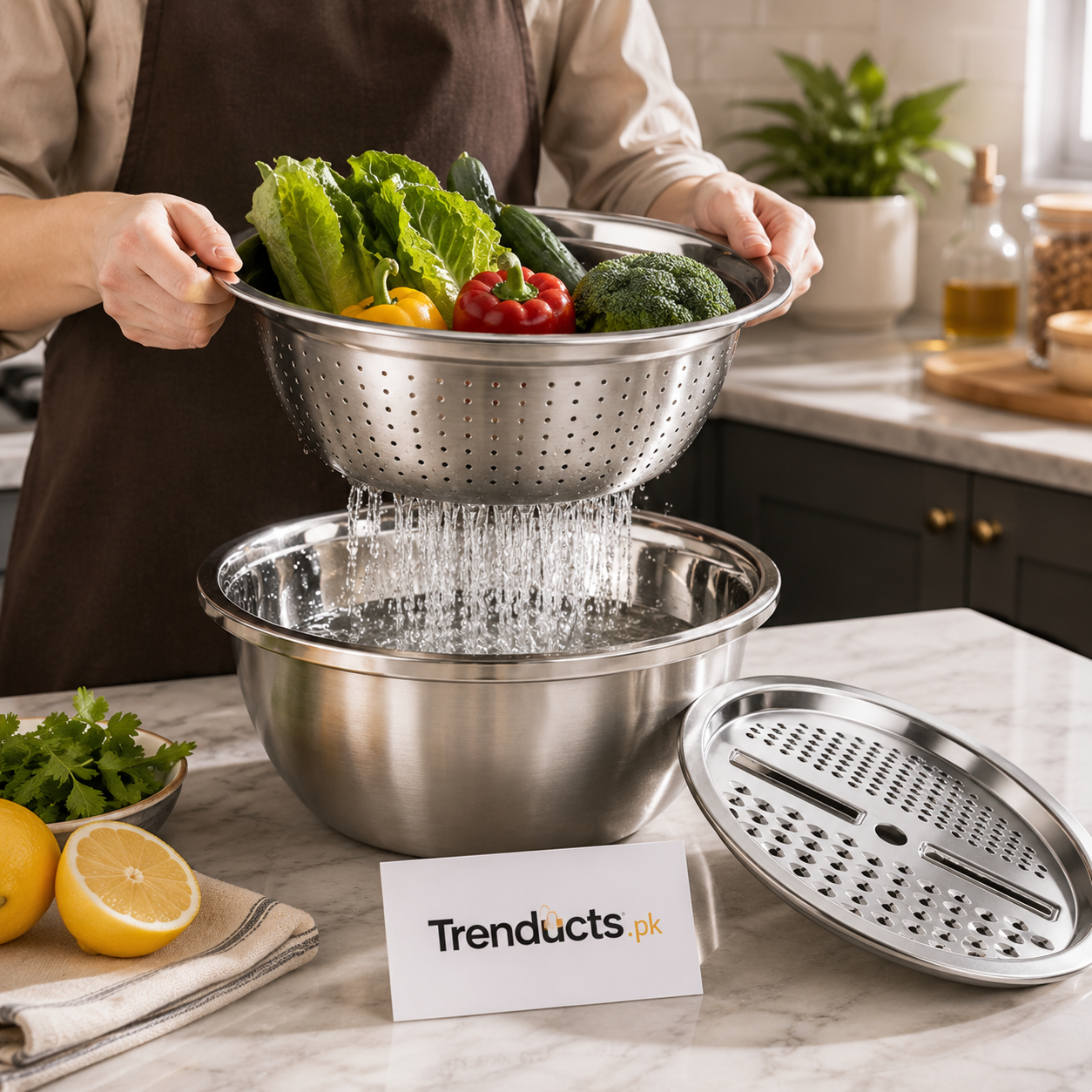 3-in-1 Multifunctional Stainless Steel Colander with Grater