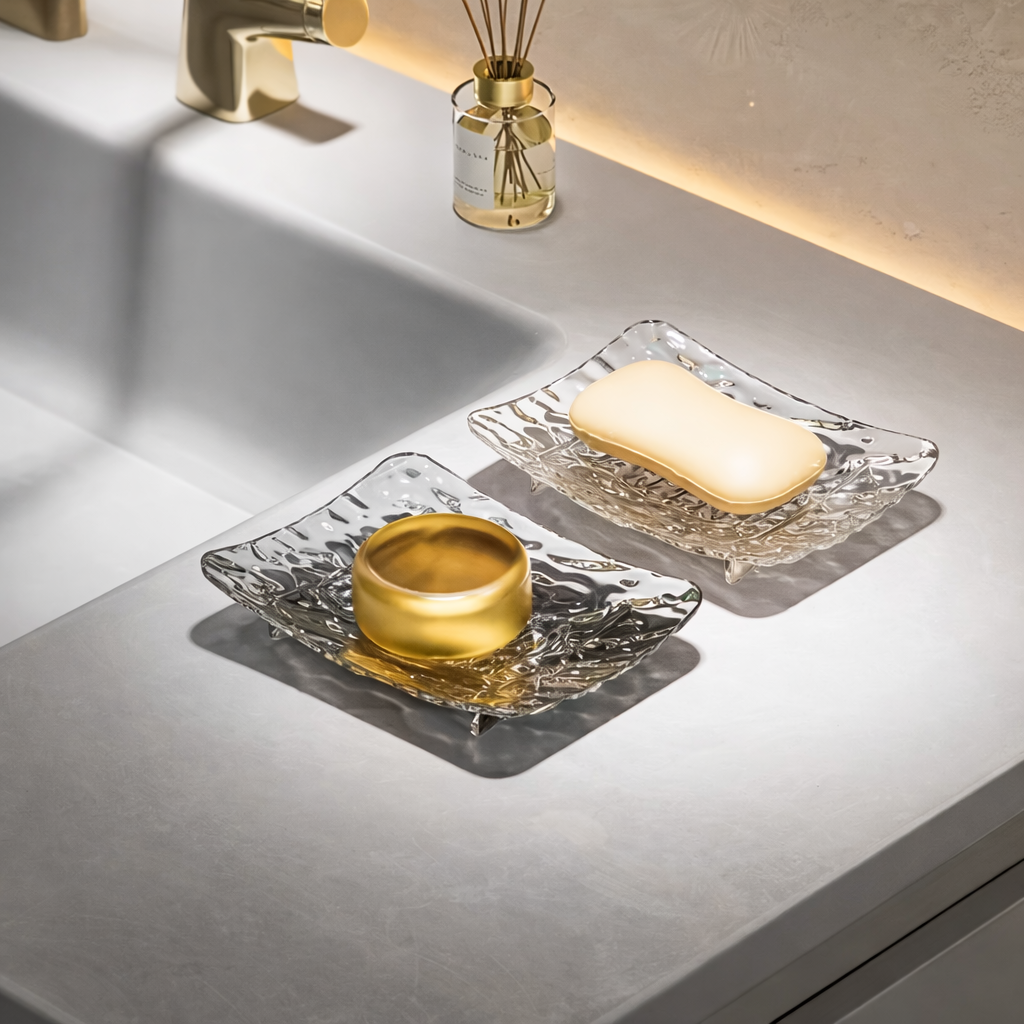 Transparent Glacier-Patterned Luxury Soap Holder