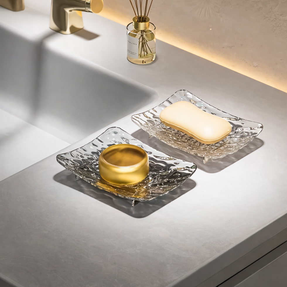 Transparent Glacier-Patterned Luxury Soap Holder