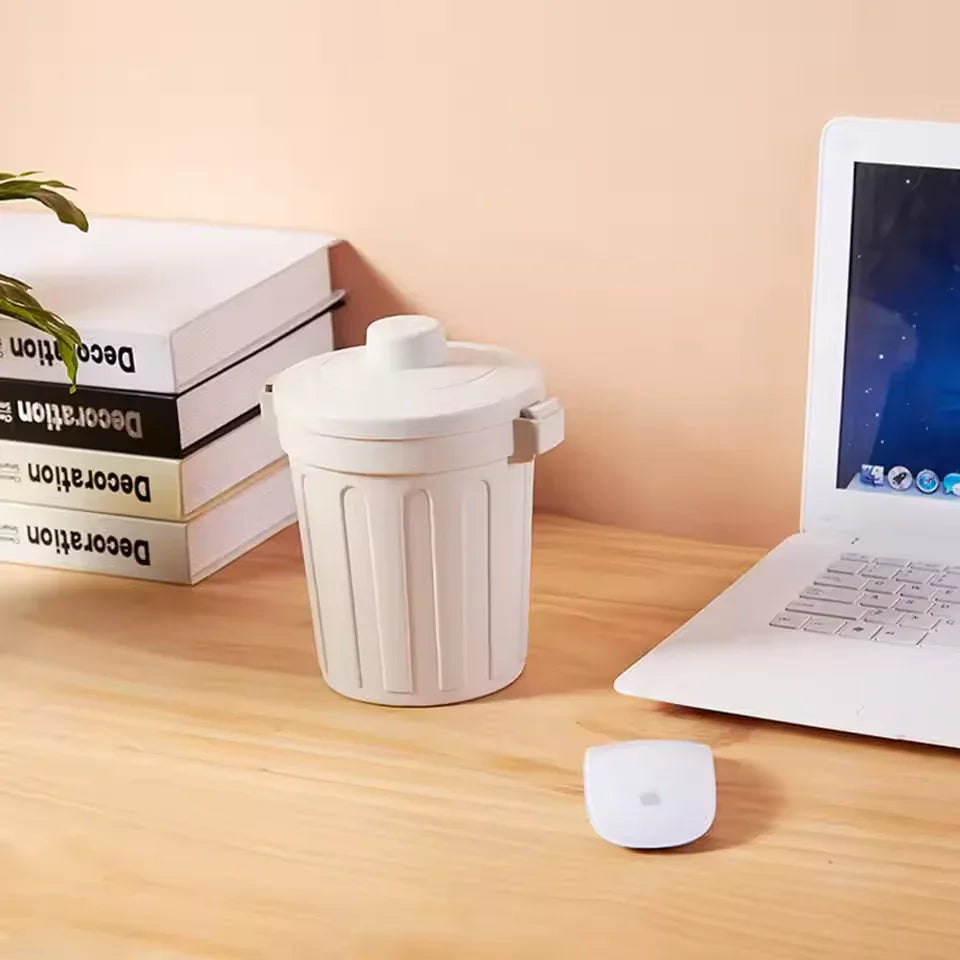 Desktop Mini Trash Can with Lid - Compact & Durable