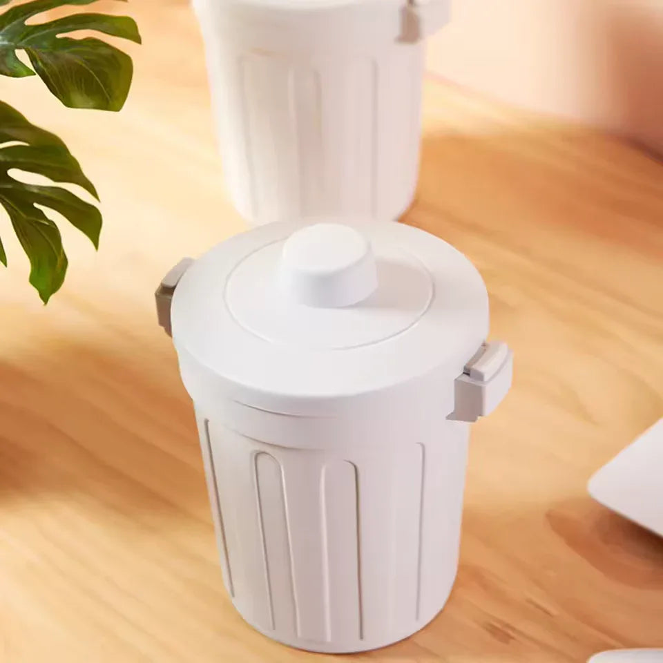 Desktop Mini Trash Can with Lid - Compact & Durable