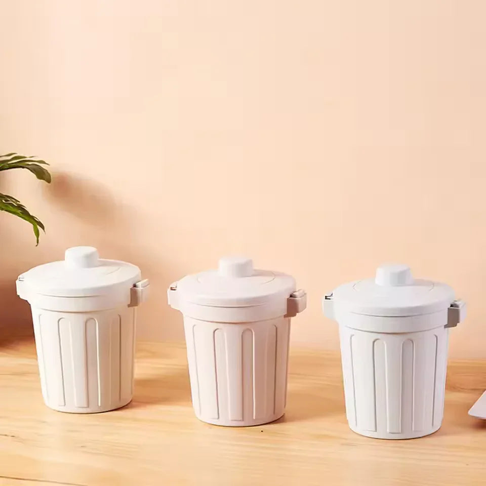 Desktop Mini Trash Can with Lid - Compact & Durable