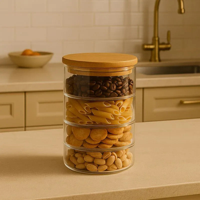 4-Layer Glass Food Container – Airtight Lunch & Storage - Clarify.pk