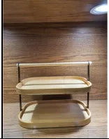 Premium 2-Tier Bamboo Kitchen Stand - Clarify.pk