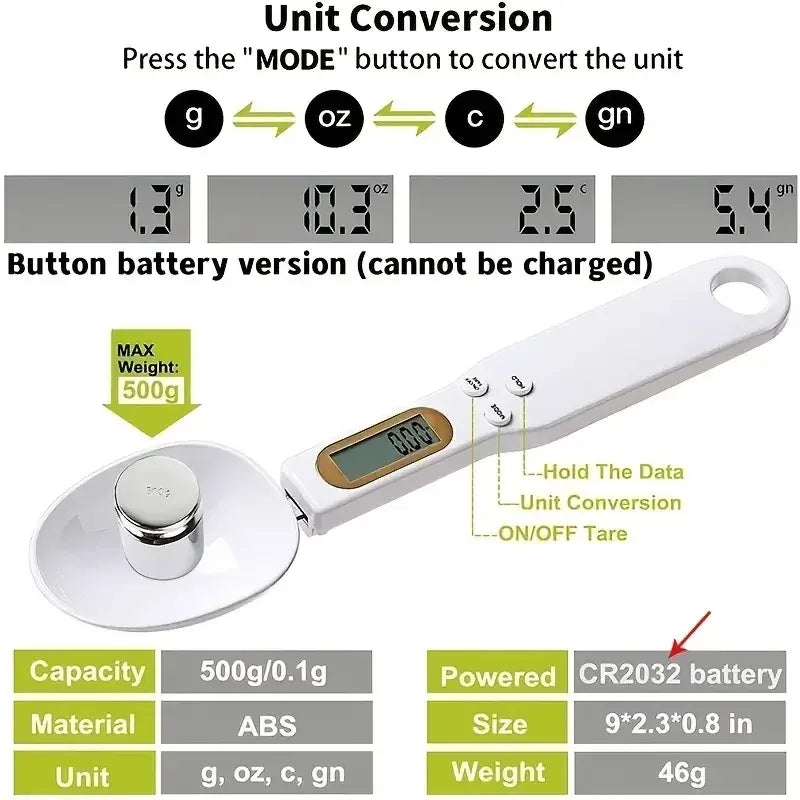 Digital Spoon Scale for Precise Kitchen Measuring