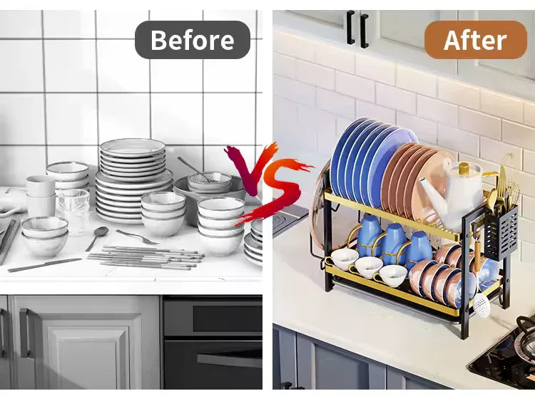 Dish Drying Rack with Utensil Holder