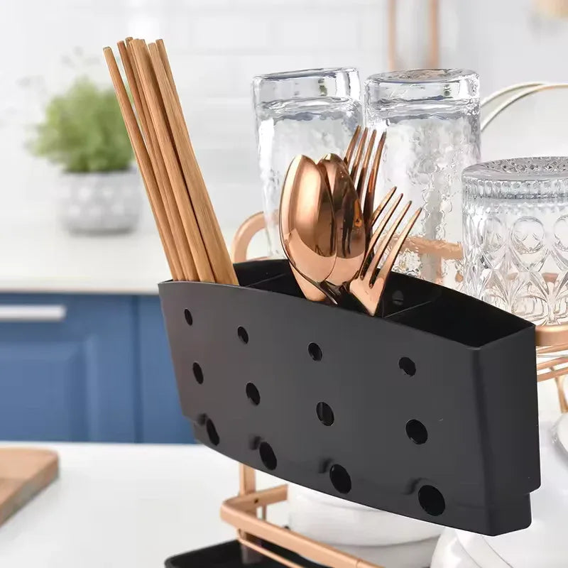 Dish Drying Rack with Cutlery Holder – Rose Gold - Clarify.pk