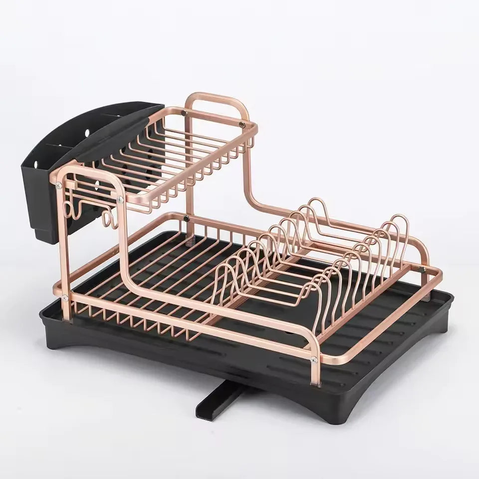 Dish Drying Rack with Cutlery Holder – Rose Gold - Clarify.pk