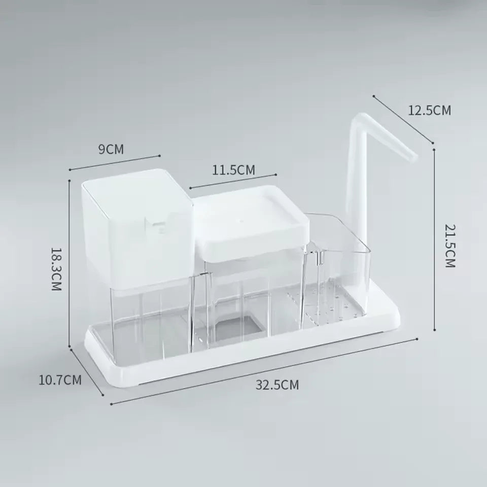 Dish Soap Dispenser Caddy with Brush Holder