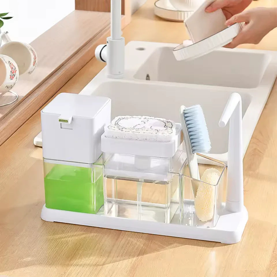 Dish Soap Dispenser Caddy with Brush Holder