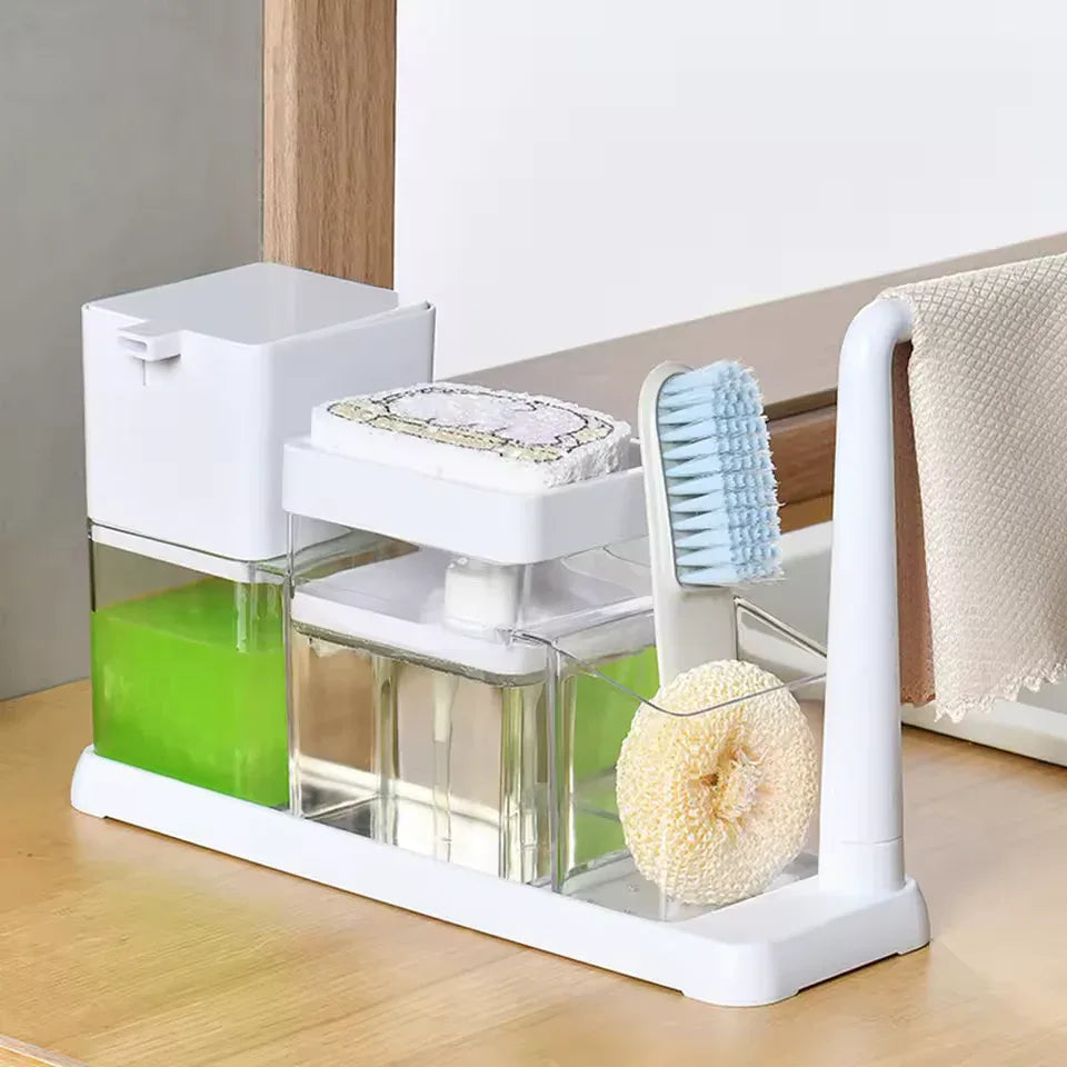 Dish Soap Dispenser Caddy with Brush Holder