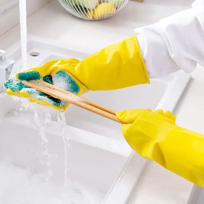 Dishwashing Gloves with Sponge - Durable - Clarify.pk