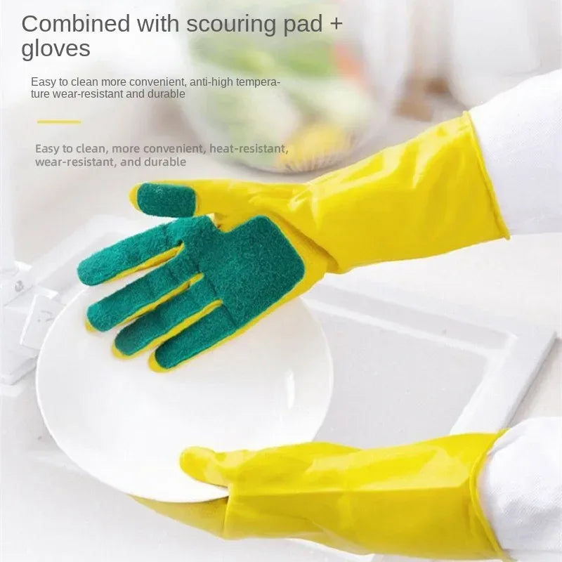 Dishwashing Gloves with Sponge - Durable - Clarify.pk